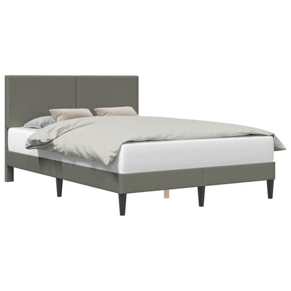 Voodiraam peatsiga, helehall, 120 × 200 cm, kangas — mudel 42027724