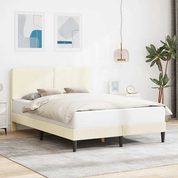 Voodiraam, kreemjasvalge, 160 × 200 cm, kangas — mudel 42027738