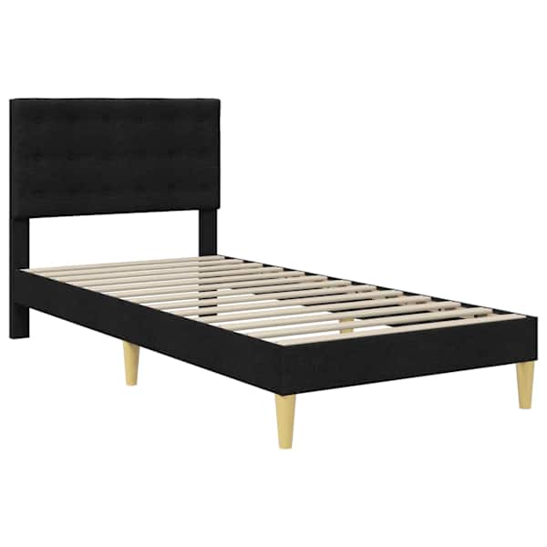 Voodiraam peatsiga, must, 90 × 200 cm, kangas — mudel 42027769