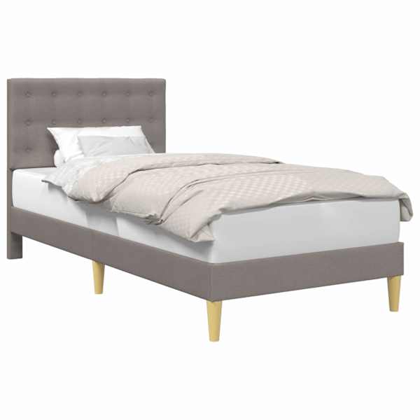 Voodiraam peatsiga, pruunikashall, 90 × 200 cm, kangas — mudel 42027771