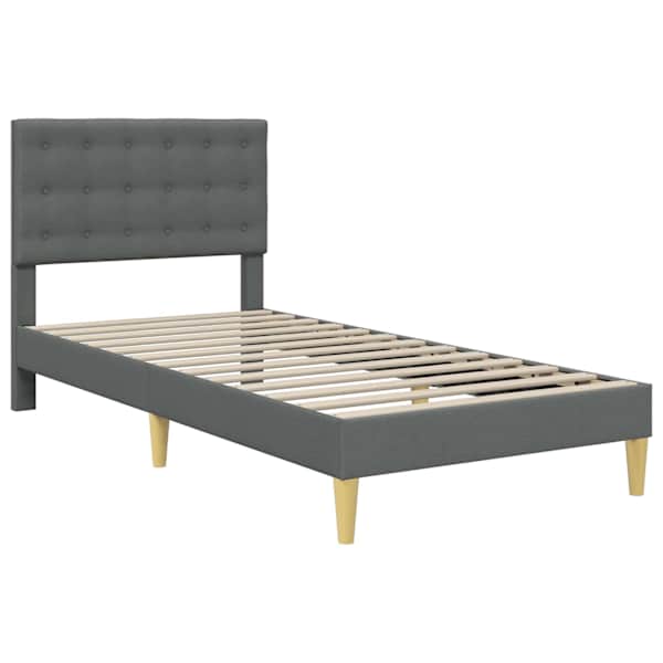 Voodiraam peatsiga, tumehall, 100 × 200 cm, kangas — mudel 42027774