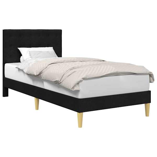 Voodiraam peatsiga, must, 100 × 200 cm, kangas — mudel 42027775