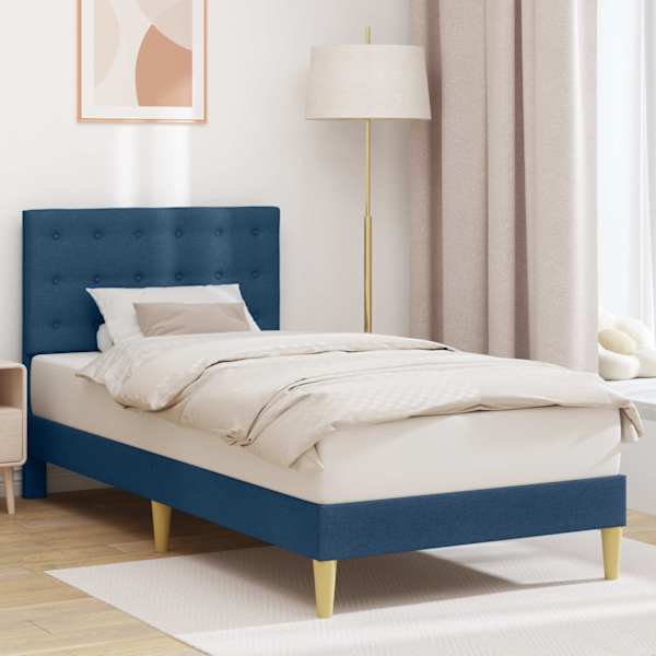 Voodiraam peatsiga, sinine, 100 × 200 cm, kangas — mudel 42027778