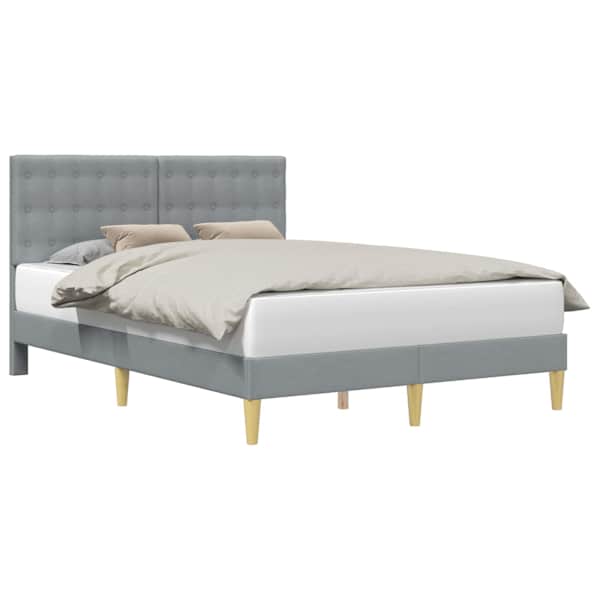 Voodiraam peatsiga, helehall, 120 × 190 cm, kangas — mudel 42027779