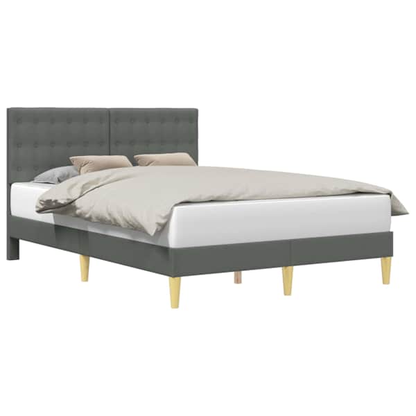Voodiraam peatsiga, tumehall, 140 × 200 cm, kangas — mudel 42027798