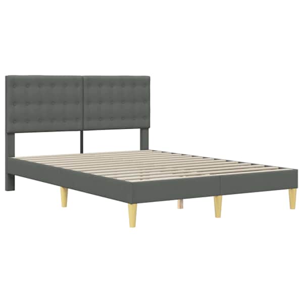 Voodiraam peatsiga, tumehall, 140 × 200 cm, kangas — mudel 42027798
