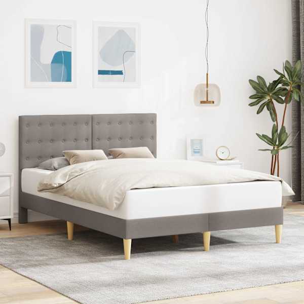 Voodiraam peatsiga, pruunikashall, 160 × 200 cm, kangas — mudel 42027807