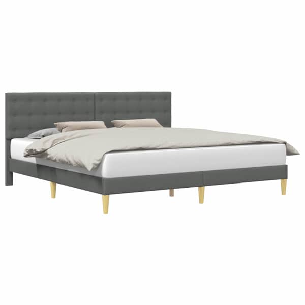 Voodiraam peatsiga, tumehall, 180 × 200 cm, kangas — mudel 42027810