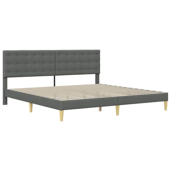 Voodiraam peatsiga, tumehall, 180 × 200 cm, kangas — mudel 42027810