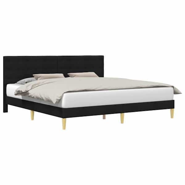Voodiraam peatsiga, must, 200 × 200 cm, kangas — mudel 42027817