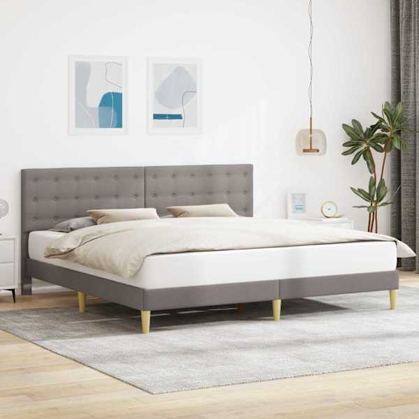 Voodiraam peatsiga, pruunikashall, 200 × 200 cm, kangas — mudel 42027819
