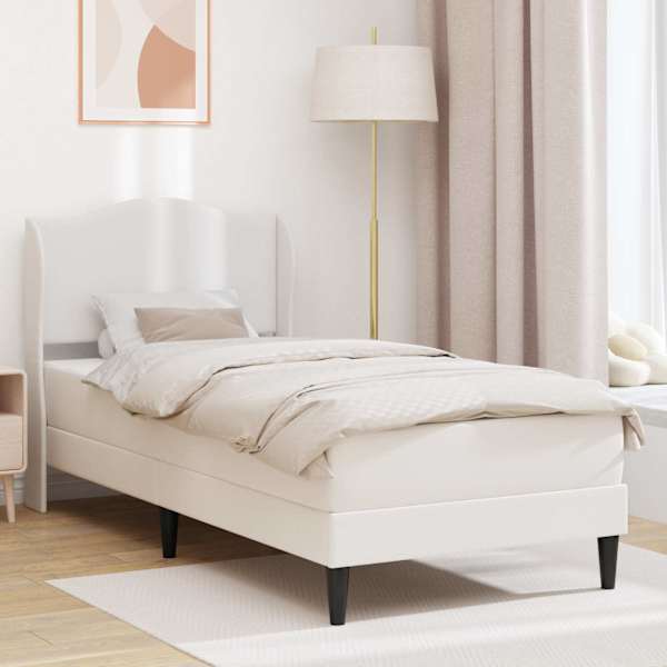 Voodiraam peatsiga, valge, 90 × 200 cm, kunstnahk — mudel 42027842
