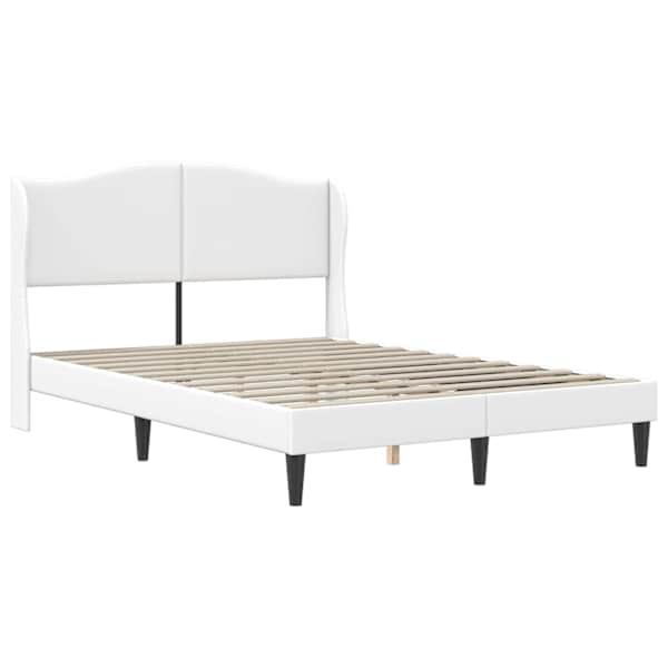 Voodiraam peatsiga, valge, 160 × 200 cm, kunstnahk — mudel 42027860