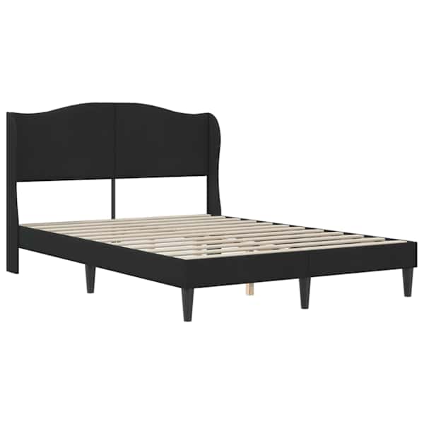 Voodiraam peatsiga, must, 120 × 190 cm, samet — mudel 42027909