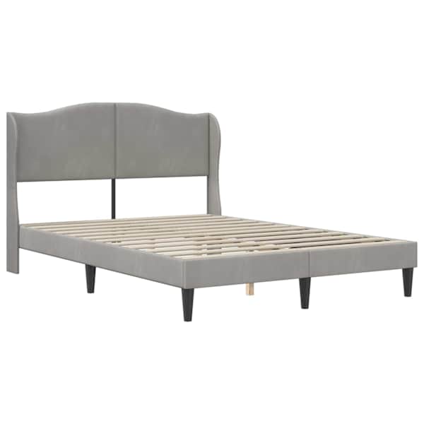 Voodiraam peatsiga, helehall, 120 × 200 cm, samet — mudel 42027911