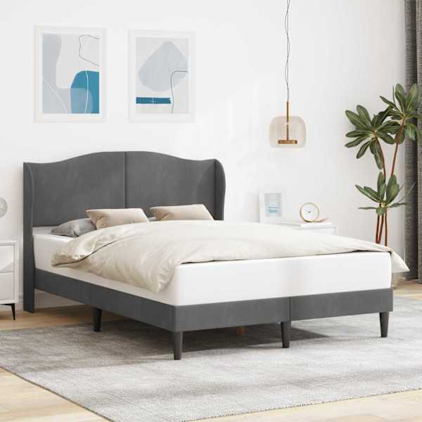 Voodiraam peatsiga, tumehall, 120 × 200 cm, samet — mudel 42027912