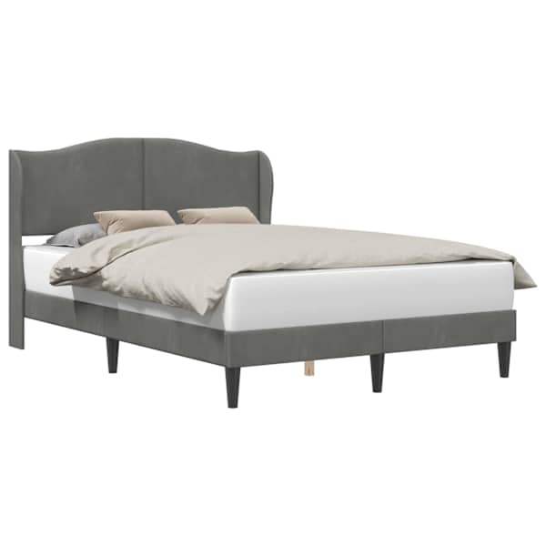 Voodiraam peatsiga, tumehall, 120 × 200 cm, samet — mudel 42027912