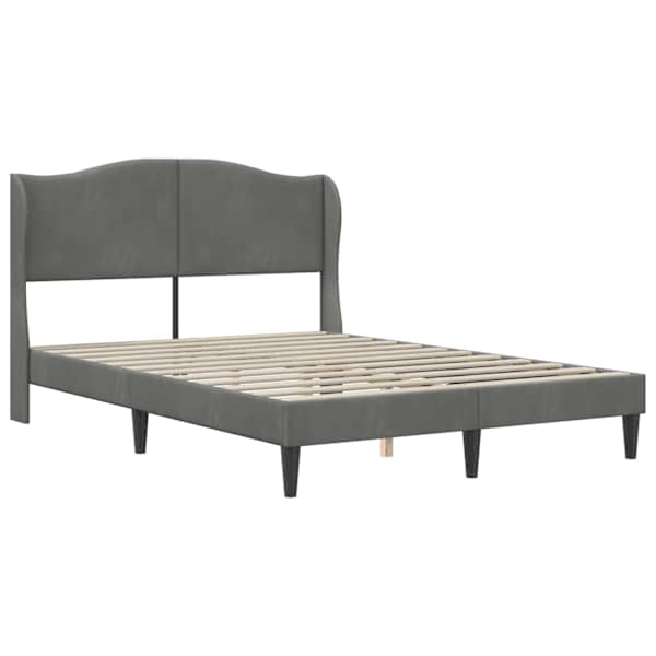 Voodiraam peatsiga, tumehall, 120 × 200 cm, samet — mudel 42027912