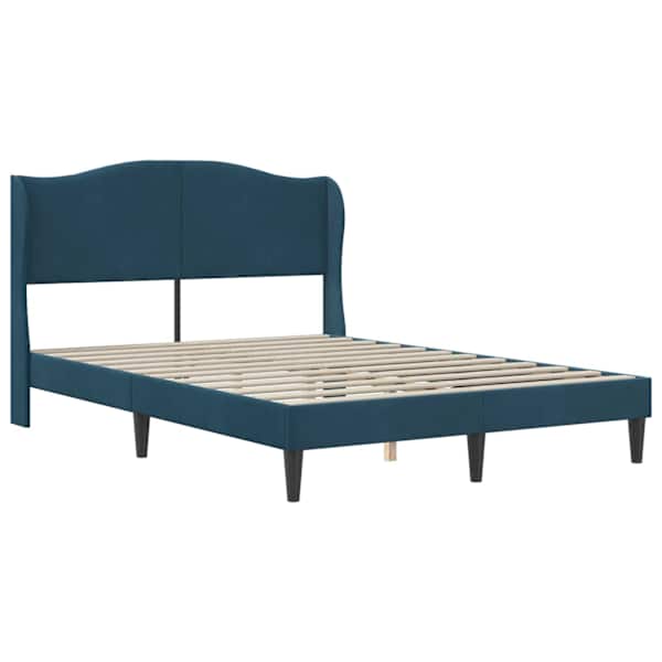 Voodiraam peatsiga, sinine, 140 × 190 cm, samet — mudel 42027922