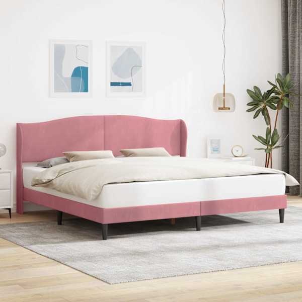 Voodiraam peatsiga, roosa, 180 × 200 cm, samet — mudel 42027938