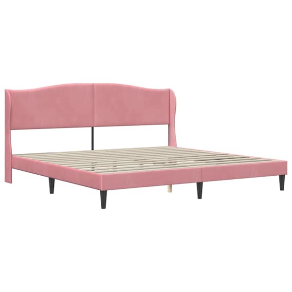 Voodiraam peatsiga, roosa, 180 × 200 cm, samet — mudel 42027938