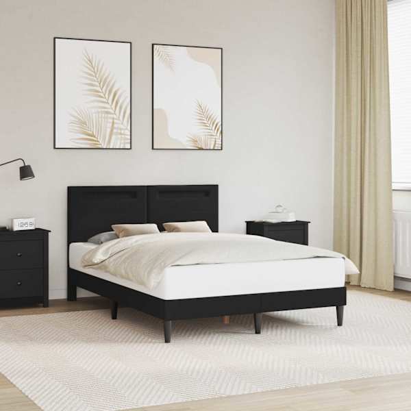 LED-valgustusega voodiraam peatsiga, must, 140 × 200 cm, kunstnahk — mudel 42028025