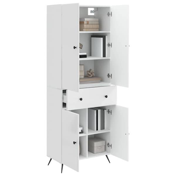 Kapi Komplekt 2 tk Kõrgläikega valge 66 × 34.5 × 90 cm