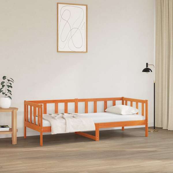 Voodiraam peatsiga, vahapruun, 80 × 200 cm, männipuit — mudel 863893