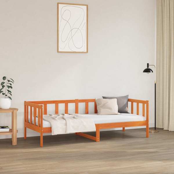 Voodiraam peatsiga, vahapruun, 80 × 200 cm, männipuit — mudel 863893