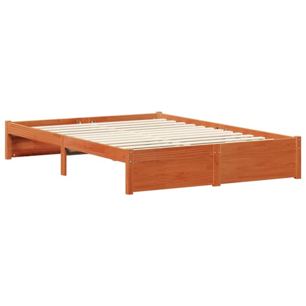 Voodiraam riiuliga peatsiga, vahapruun, 140 × 200 cm — mudel 3422732