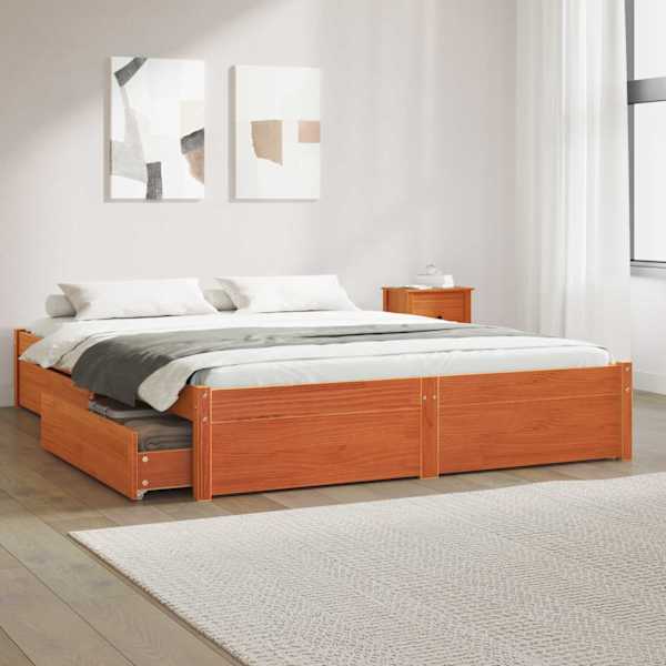 Sahtlitega voodiraam, vahapruun, 160 × 200 cm — mudel 3422740