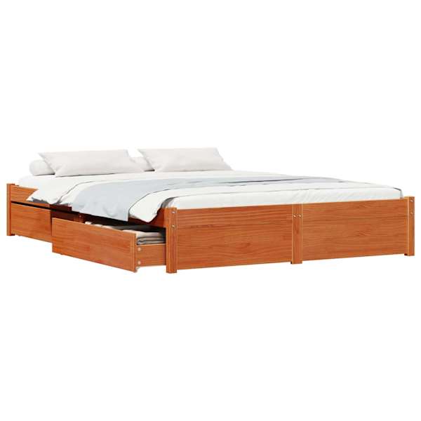 Sahtlitega voodiraam, vahapruun, 160 × 200 cm — mudel 3422740