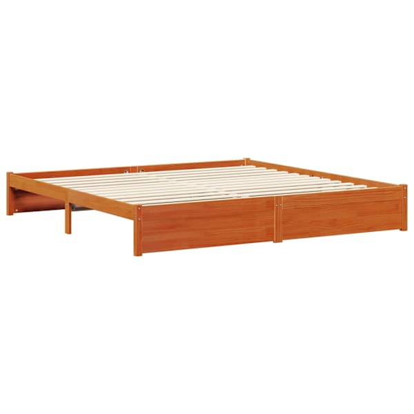 Voodiraam riiuliga peatsiga, vahapruun, 180 × 200 cm — mudel 3422753
