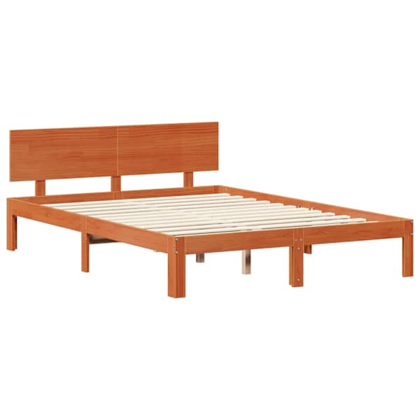 Voodiraam riiuliga peatsiga, vahapruun, 135 × 190 cm — mudel 3422762