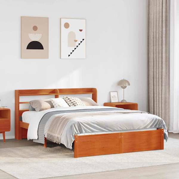 Voodiraam riiuliga peatsiga, vahapruun, 150 × 200 cm — mudel 3422769