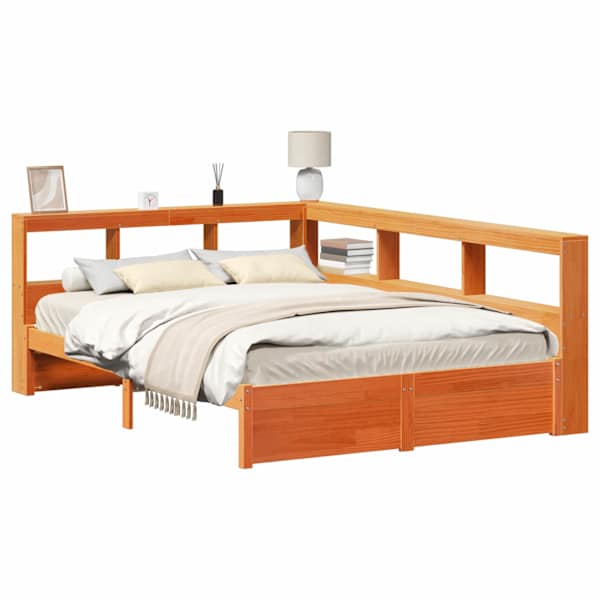 Panipaigaga voodiraam riiuliga, vahapruun, 140 × 200 cm — mudel 3422778