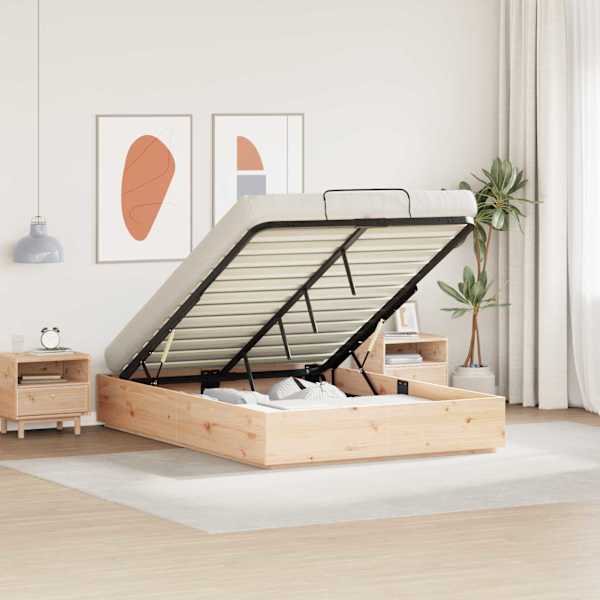 Panipaigaga voodiraam, naturaalne, 120 × 200 cm — mudel 3418747