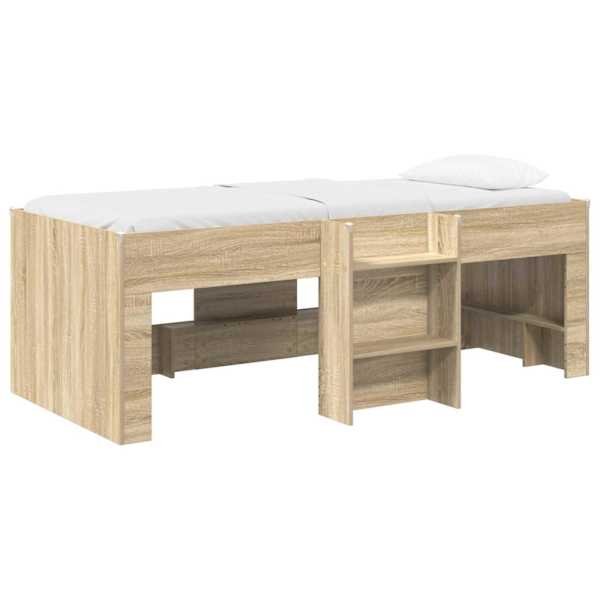 Panipaigaga kõrge voodiraam, sonoma tamm, 90 × 200 cm, tehispuit — mudel 3422557