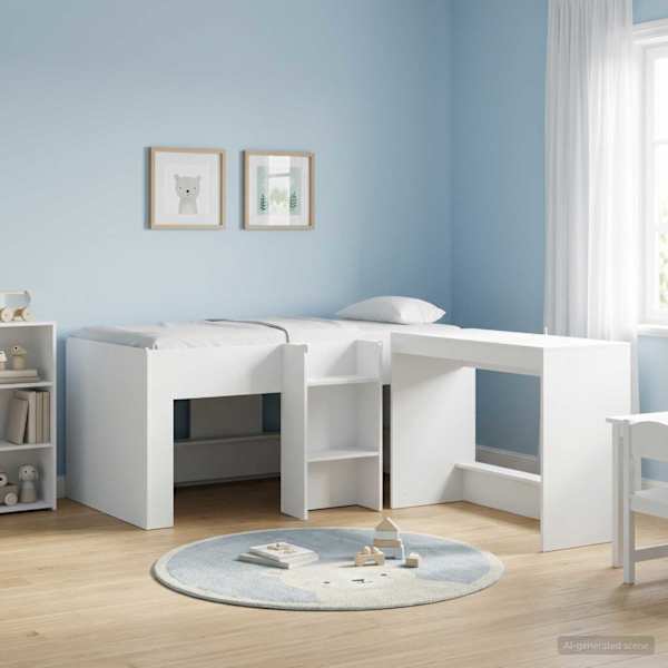 Panipaigaga kõrge voodiraam, valge, 80 × 160 cm, tehispuit — mudel 3422571