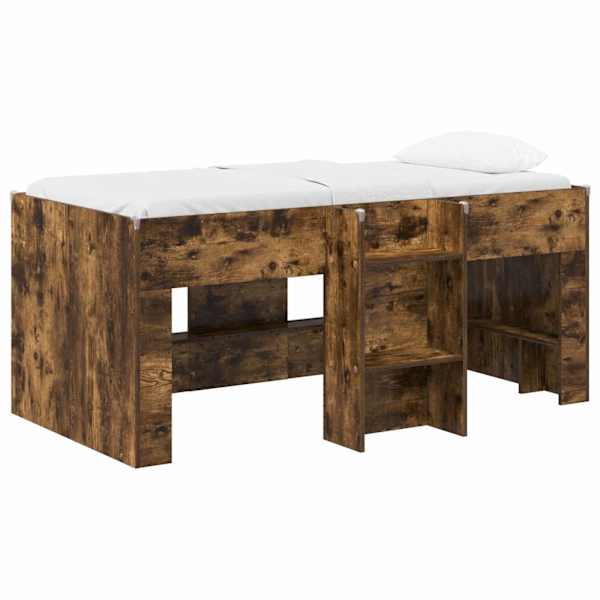 Panipaigaga kõrge voodiraam, suitsutatud tamm, 80 × 160 cm, tehispuit — mudel 3422575