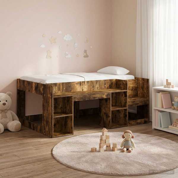 Panipaigaga lastevoodiraam, suitsutatud tamm, 80 × 160 cm — mudel 3422623
