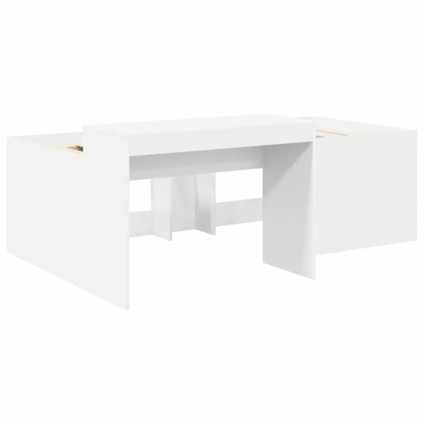 Kõrge voodiraam, valge, 80 × 200 cm, tehispuit — mudel 3422643