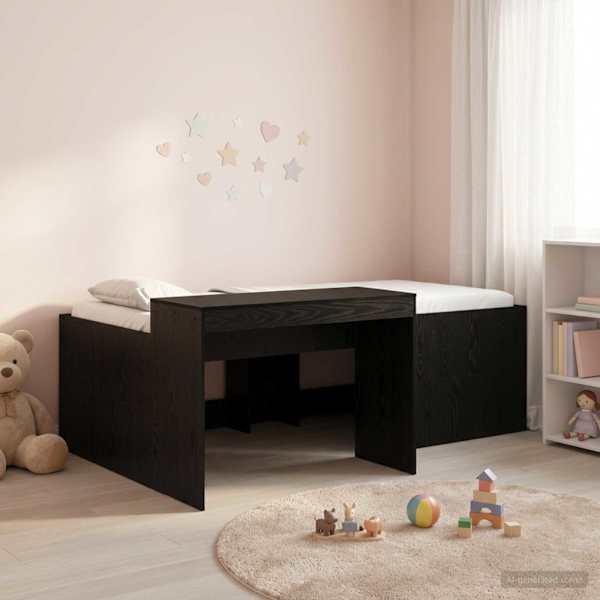 Kõrge voodiraam, must, 75 × 190 cm, tehispuit — mudel 3422684