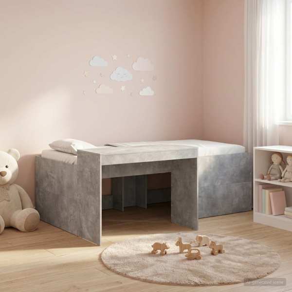 Kõrge voodiraam, betoonhall, 75 × 190 cm, tehispuit — mudel 3422686
