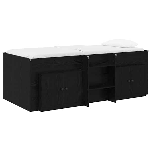Voodiraam, 3 tk, must, 90 × 190 cm, tehispuit