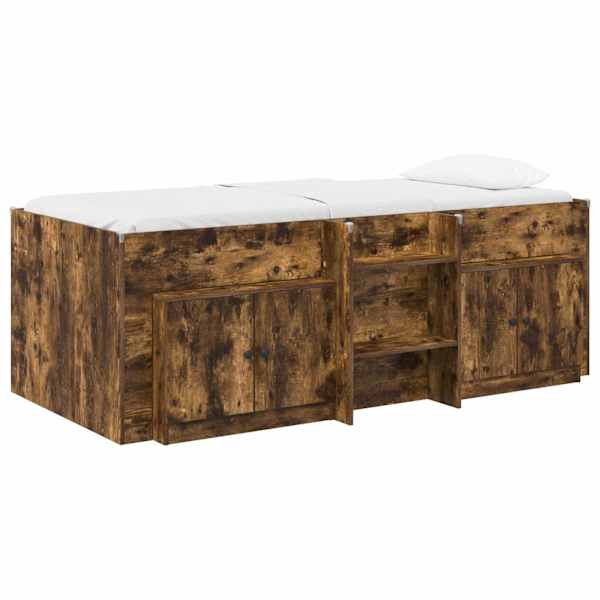 Voodiraam, 3 tk, suitsutatud tamm, 90 × 190 cm, tehispuit