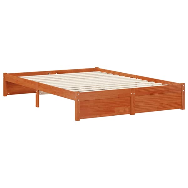 Voodiraam riiuliga peatsiga, vahapruun, 140 × 190 cm — mudel 3423793