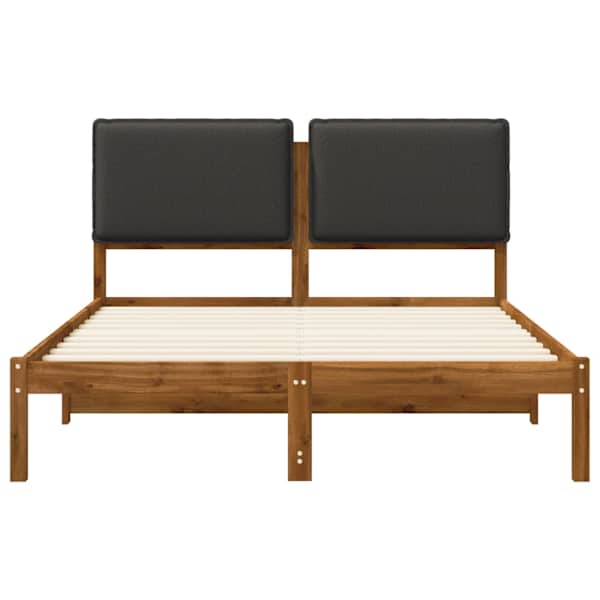 Voodiraam peatsiga, naturaalne ja tumehall, 140 × 200 cm — mudel 903899