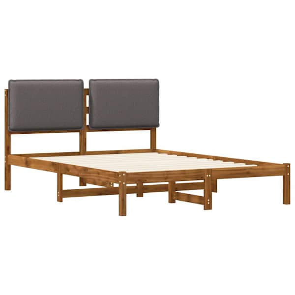 Voodiraam peatsiga, naturaalne ja helehall, 120 × 200 cm — mudel 903903