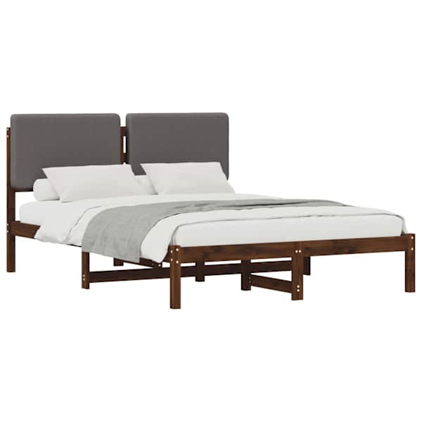 Voodiraam peatsiga, tumepruun ja helehall, 140 × 190 cm — mudel 903992